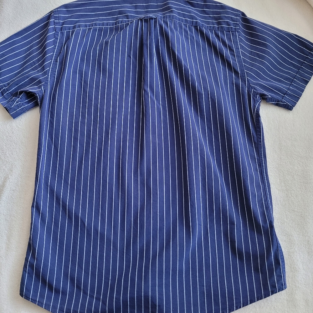 AC | Men's Slim Fit Striped Short Sleeve Button-Down Shirt EUC Medium - Picture 7 of 15